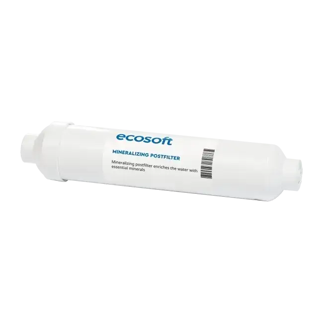 Filtru inline pentru remineralizare, Ecosoft PD2010, mineralizare cu calciu, magneziu și potasiu, conectori rapizi de 1/4", dimensiune 10x2