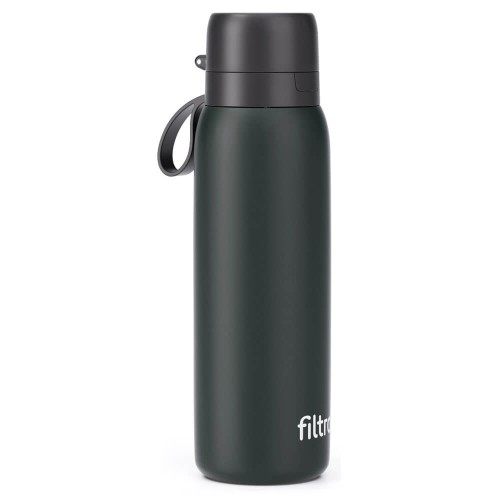 Termos cu cartuș carbon activ, THERMO PURE 740 CB, perete dublu cu vacuum pentru etansare optima pentru 12 ore, finisaj negru