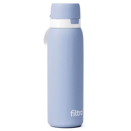 Termos cu cartuș carbon activ, THERMO PURE 740 CB, perete dublu cu vacuum pentru etansare optima pentru 12 ore, finisaj albastru