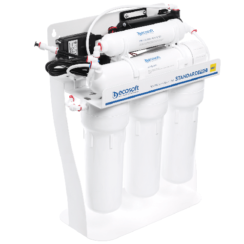 Osmoza inversa cu pompa, Ecosoft Standard MO550PS, 5 stadii, postcarbune și cadru metalic