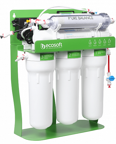 Osmoza inversa, Ecosoft PURE Balance, cu pompa de presiune si eficienta ridicata, 6 stadii, cadru metalic, remineralizare optima