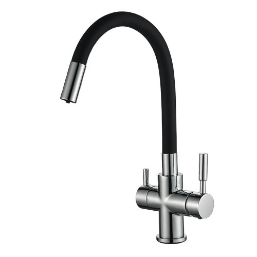 Baterie cu 3 căi, PREMIER FLEX 3CC, finisaj crom lucios, țeavă flexibilă, flux separat apă filtrată și apă menajeră (rece și caldă)