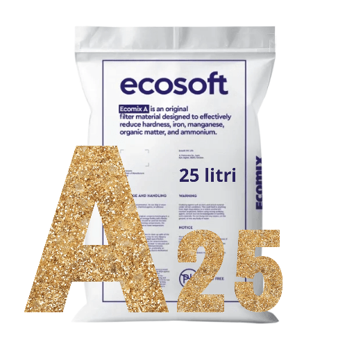 Rasina schimbatoare de ioni, ECOMIX A, sac 25 litri, eliminare duritate, fier, mangan, amoniu si materii organice moderate, capacitate schimb ioni de 35g CaCO3/litru