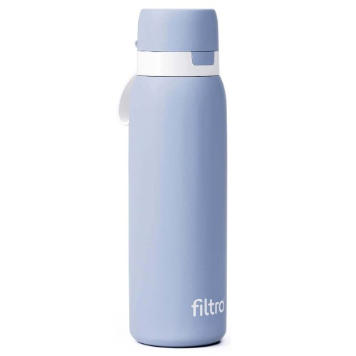 Termos cu cartuș carbon activ, THERMO PURE 740 CB, perete dublu cu vacuum pentru etansare optima pentru 12 ore, finisaj albastru