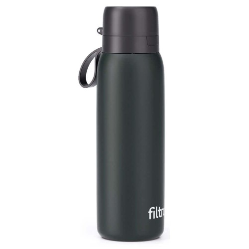 Termos cu cartuș carbon activ, THERMO PURE 740 CB, perete dublu cu vacuum pentru etansare optima pentru 12 ore, finisaj negru