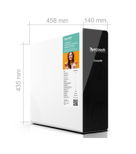 Sistem de osmoza inversa cu debit direct, Ecosoft Cross90, 1.5 litri/min, baterie smart cu indicator