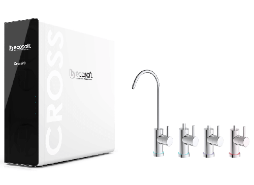 Sistem de osmoza inversa cu debit direct, Ecosoft Cross90, 1.5 litri/min, baterie smart cu indicator
