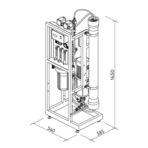 Osmoza inversa industriala, Ecosoft MO6500TI6, profesionala, carcasa pentru 1 membrana de 4", controler, prefiltrare si pompa inclusa