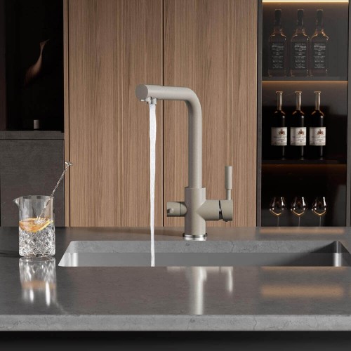 Baterie 3 căi, PREMIER Tall Granit, finisaj bej granit, flux separat apă filtrată și apă menajeră (rece și caldă)