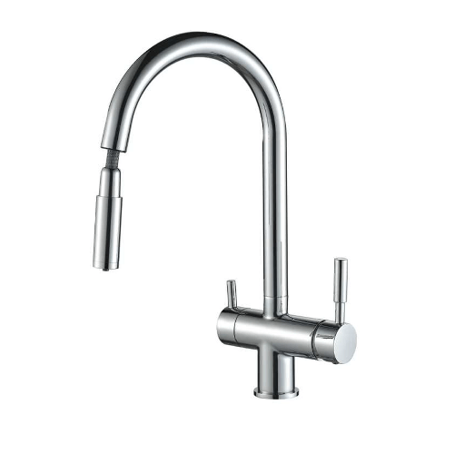 Baterie 3 căi, PREMIER Extend Chrome, finisaj crom lucios, furtun extensibil cu duș, flux separat apă filtrată și apă menajeră (rece și caldă)