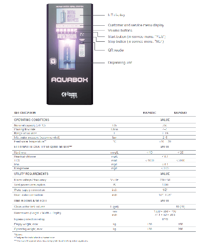 Automat de apa purificata, Aquabox AC, display afisare reclame, 250 l/h, 4 metode de plata si administrare de la distanta