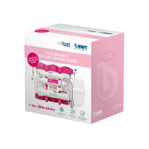 Osmoza inversa premium, BWT P'URE Balance PINK, MO675MBALBWTPINK, 6 stadii, eficienta ridicata, remineralizare cu calciu si magneziu
