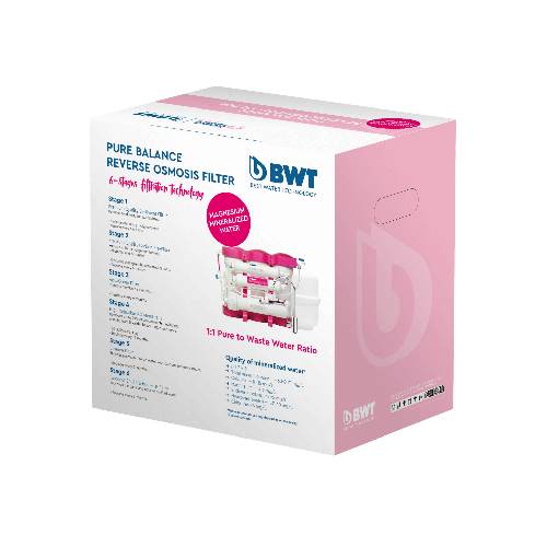 Osmoza inversa premium, BWT P'URE Balance PINK, MO675MBALBWTPINK, 6 stadii, eficienta ridicata, remineralizare cu calciu si magneziu