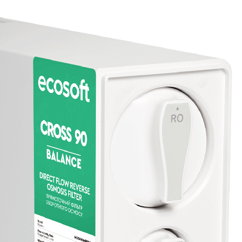 Osmoza inversa direct flow, Ecosoft Cross90 Balance, 1.5 litri/min, cartuse twist, membrana 600 GPD, baterie smart cu indicator
