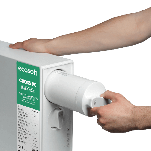 Osmoza inversa direct flow, Ecosoft Cross90 Balance, 1.5 litri/min, cartuse twist, membrana 600 GPD, baterie smart cu indicator