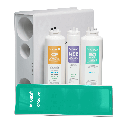 Osmoza inversa direct flow, Ecosoft Cross90 Balance, 1.5 litri/min, cartuse twist, membrana 600 GPD, baterie smart cu indicator