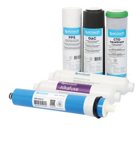 Set alkafuse complet, 5+1 cartușe osmoză inversă premium, prefiltrare, membrană 75 GPD și mineralizare cu creștere pH, 12 luni, standard 10