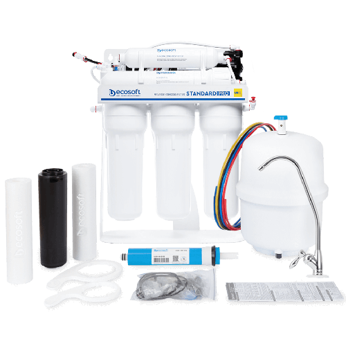 Osmoza inversa standard, Ecosoft Standard MO550MPS, pompa de presiune pe cadru metalic, 50 GPD, 5 stadii cu mineralizare
