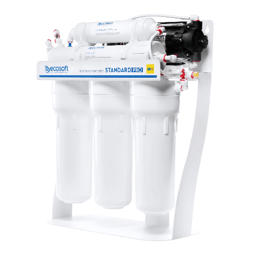 Osmoza inversa standard, Ecosoft Standard MO550MPS, pompa de presiune pe cadru metalic, 50 GPD, 5 stadii cu mineralizare