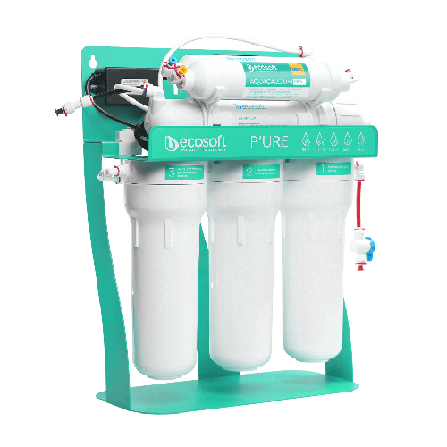 Osmoza inversa premium, Ecosoft Calcium MO675PSMACECO, pompa de presiune pe cadru metalic, 75 GPD, 6 stadii cu remineralizare cu calciu si postcarbune