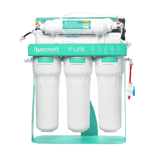 Osmoza inversa premium, Ecosoft Calcium MO675PSMACECO, pompa de presiune pe cadru metalic, 75 GPD, 6 stadii cu remineralizare cu calciu si postcarbune