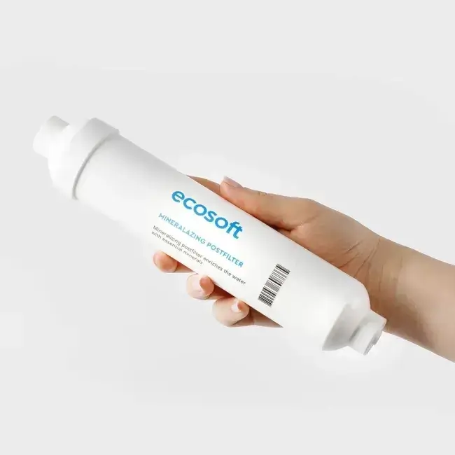Filtru inline pentru remineralizare, Ecosoft PD2010, mineralizare cu calciu, magneziu și potasiu, conectori rapizi de 1/4