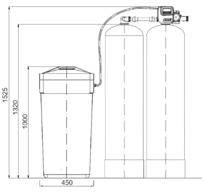 Statie duplex pentru dedurizare automata, Clack 1252 CI TWIN, 2 tancuri PRO de 12x52, capacitate rasina de 50-62 litri/tanc, fără rășină inclusă