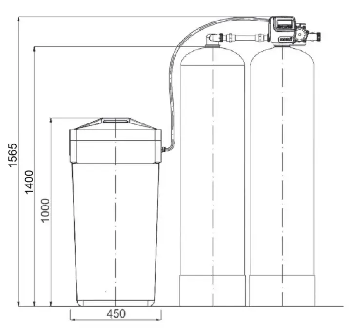 Statie duplex pentru dedurizare automata, Clack 1054 CI TWIN, 2 tancuri PRO de 10x54, capacitate rasina de 37 litri/tanc, fără rășină inclusă
