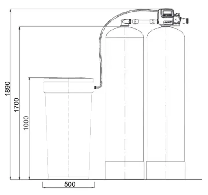 Statie duplex pentru dedurizare automata, Clack 1665 CI TWIN, 2 tancuri PRO de 16x65, capacitate rasina de 100-125 litri/tanc, fără rășină inclusă