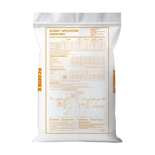 Rasina schimbatoare de ioni, ECOMIX C, ambalare vrac, eliminare duritate, fier, mangan, amoniu si materii organice numeroase, capacitate schimb ioni de 30g CaCO3/litru