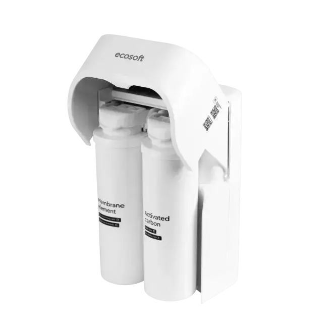 Sistem de filtrare prin osmoză inversă direct flow Ecosoft CROSS MAX MO2800PECO, debit ridicat 2 L/min, design ultracompact fără rezervor, indicator de înlocuire, oprire automată