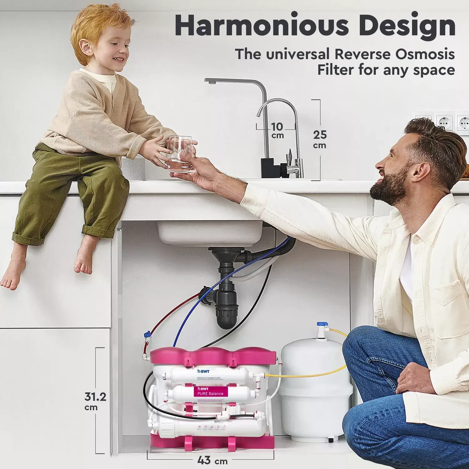 Osmoza inversa premium, BWT P'URE Balance PINK, MO675MBALBWTPINK, 6 stadii, eficienta ridicata, remineralizare cu calciu si magneziu