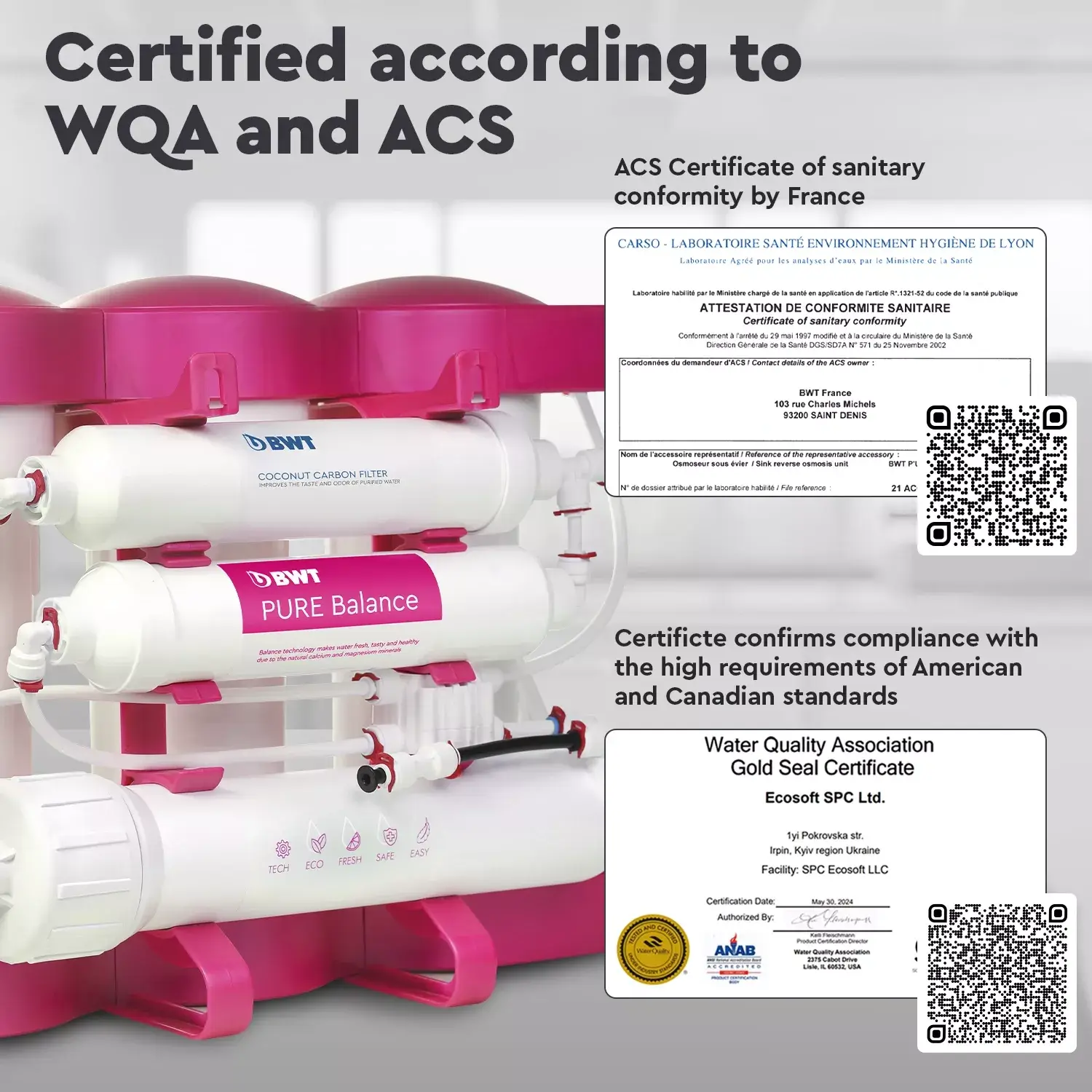 Osmoza inversa premium, BWT P'URE Balance PINK, MO675MBALBWTPINK, 6 stadii, eficienta ridicata, remineralizare cu calciu si magneziu