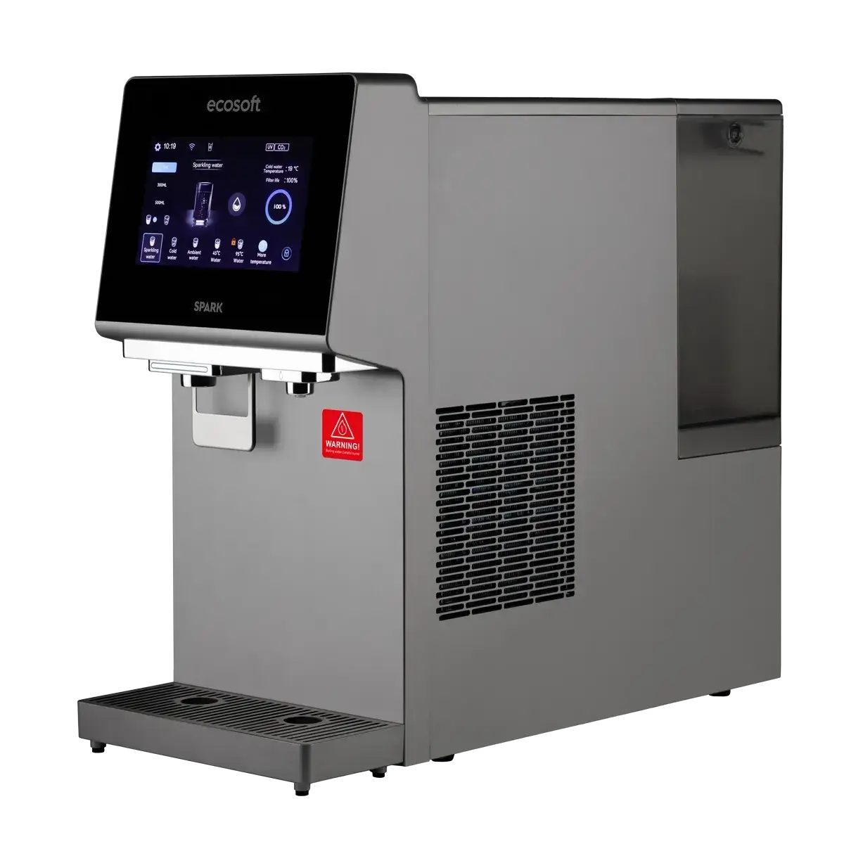 Dozator de apa, Ecosoft Spark, purificare prin osmoza inversa, sterilizare UV, apa rece/calda/carbo, alimentare directa de la retea sau din rezervor