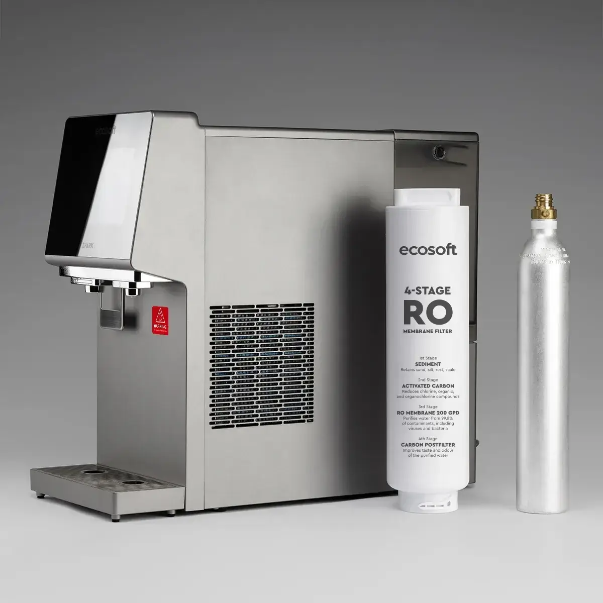 Dozator de apa, Ecosoft Spark, purificare prin osmoza inversa, sterilizare UV, apa rece/calda/carbo, alimentare directa de la retea sau din rezervor