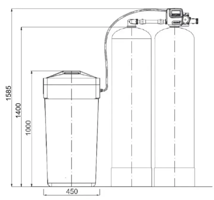 Statie duplex pentru dedurizare automata, Clack 1354 CI TWIN, 2 tancuri PRO de 13x54, capacitate rasina de 75-100 litri/tanc, fără rășină inclusă