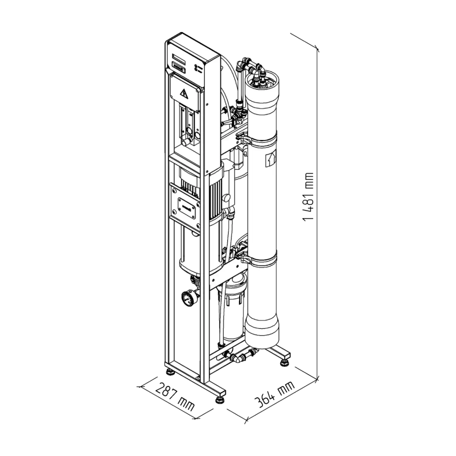 Osmoza inversa industriala, Ecosoft MO5000TP5, economica, controler OC5000, 1 carcasa de membrana 40", prefiltrare si pompa inclusa