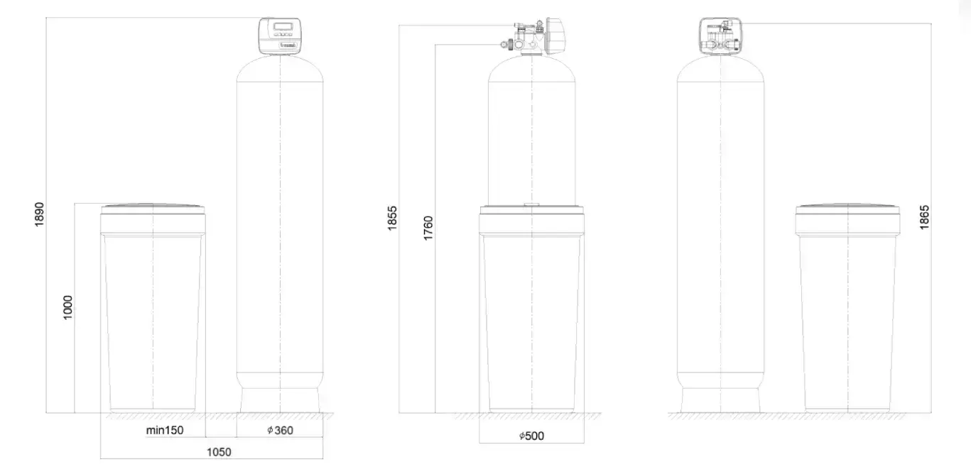 Stație dedurizare automată, Clack WS1 PROSOFT, rășină Ecolite S, valvă volumetrică premium, tank simplex 14x65, debit 5.0 m3/oră, 100 litri de rășină inclusă