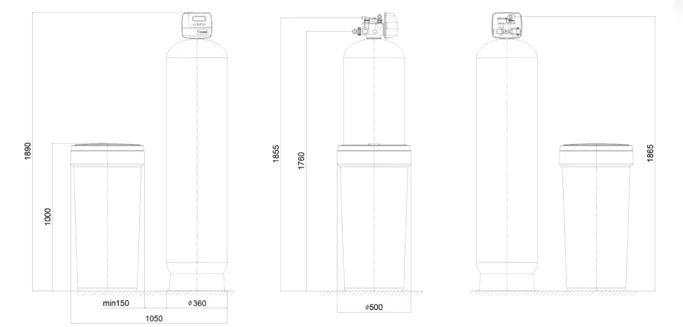Stație Ecomix 5-in-1 automată, Clack WS1 PROMIX, dedurizare, deferitizare, demanganizare, valvă volumetrică premium, tank simplex 14x65, debit 4.0 m3/oră, 75 litri de rășină Ecomix A inclusă