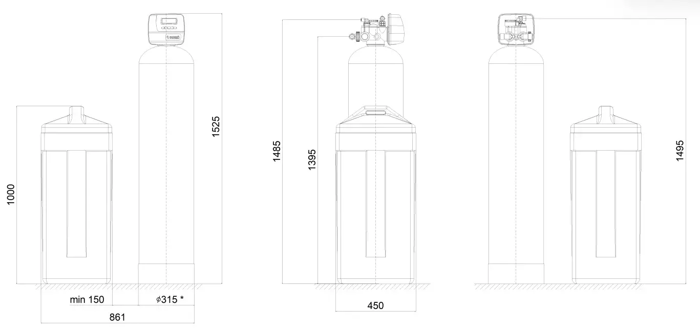 Stație Ecomix 5-in-1 automată, Clack WS1 PROMIX, dedurizare, deferitizare, demanganizare, valvă volumetrică premium, tank simplex 12x52, debit 2.9 m3/oră, 50 litri de rășină Ecomix A inclusă
